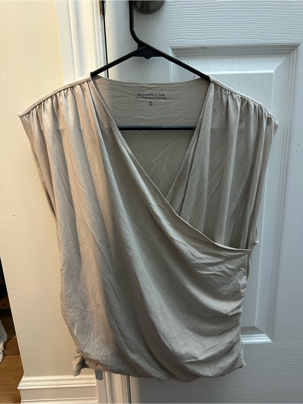 Abercrombie & Fitch Beige MODAL Draped Surplice Women's Top